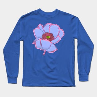 Retro Digital Colored Poppy Flower Illustration (MD23Mrl002) Long Sleeve T-Shirt